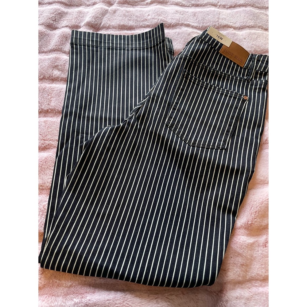 Judy Blue Women’s High Wasted Tummy Control Striped Straight Jeans 16W